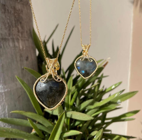 Labradorite heart pendants