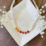 Freshwater pearls + Carnelian Necklace