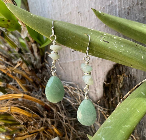 Green aventurine and green jade earrings💚✨